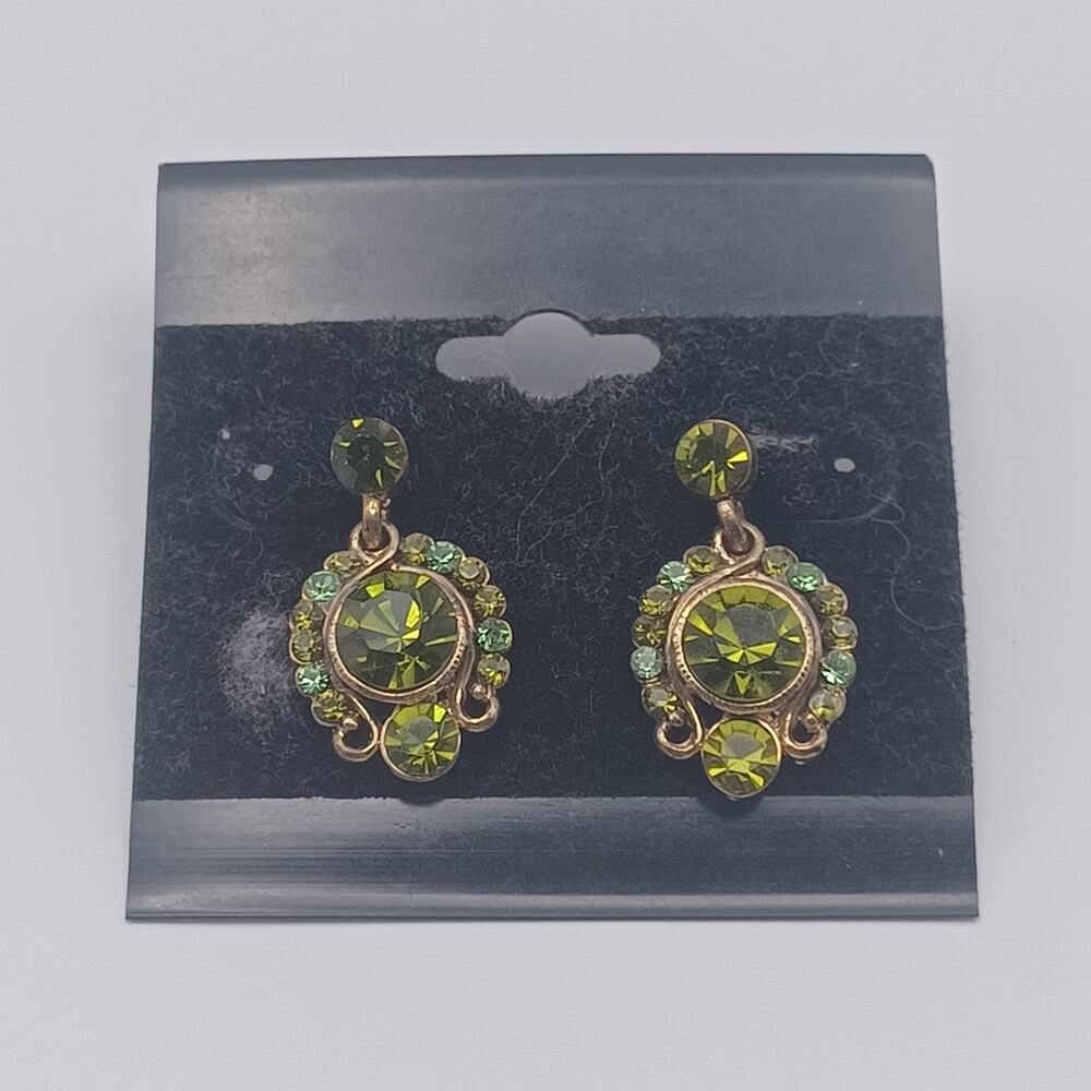 Vintage Style Olive Green Drop Earrings